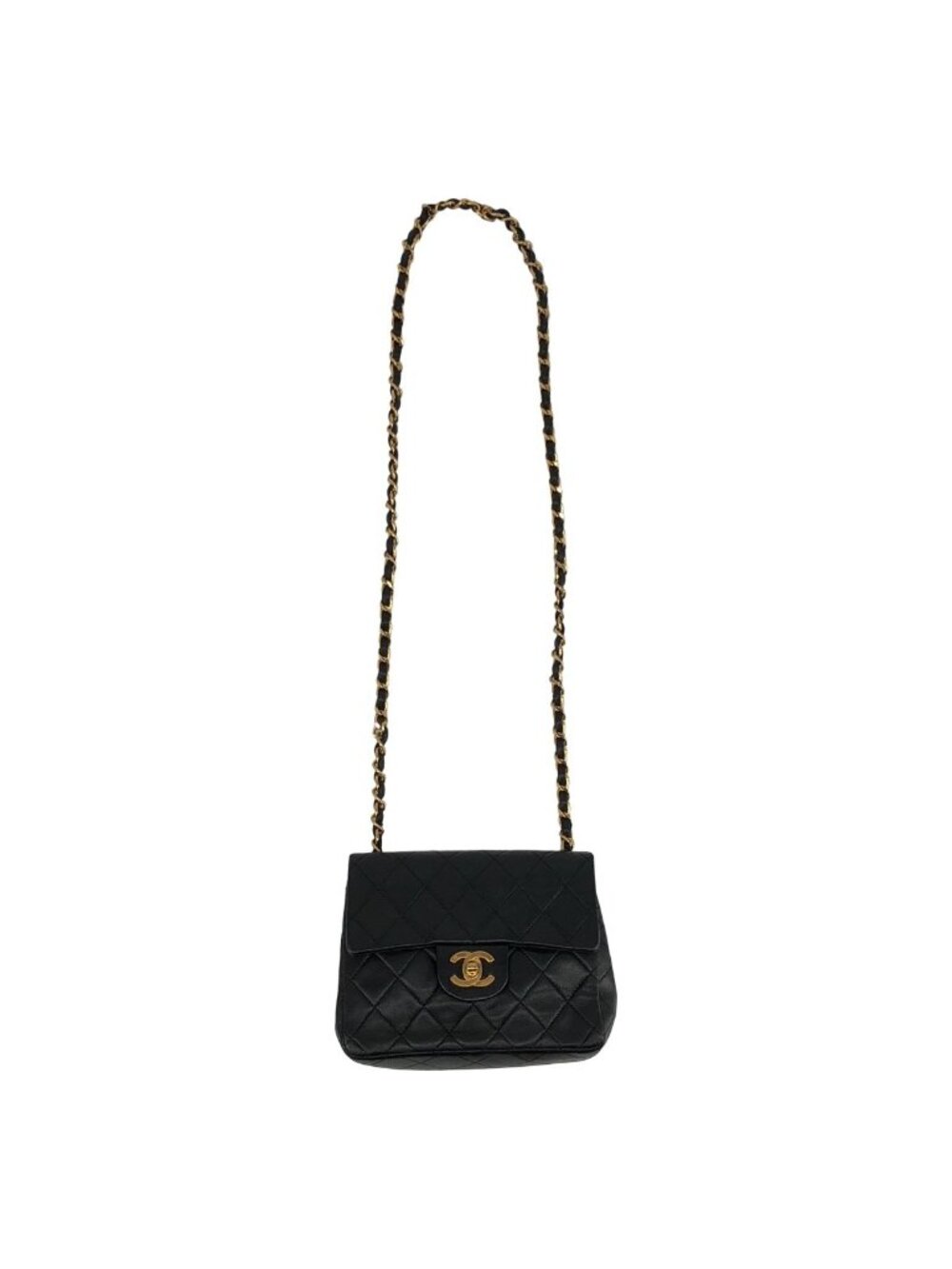 Chanel Lambskin Mini Quilted Chain Shoulder Bag Black